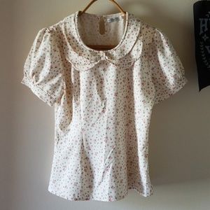 Triple Peter Pan Collar Floral Shirt